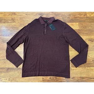 Robert Barakett Men’s Roman Merino Wool Sweater Polo XL Black – NWT Knit (FLAW) - Picture 1 of 10