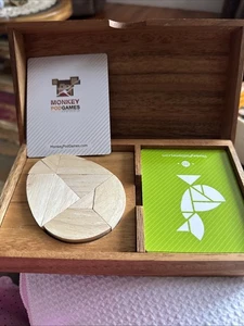 Monkey Pod Games Egg Tangram Set  - 40 shapes of birds to replicate Wood Box - Picture 1 of 6
