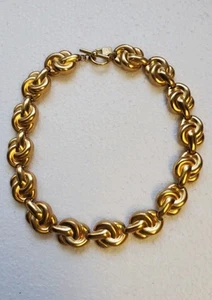 Vintage Anne Klein Knot 17” matte goldtone Necklace ~very good - Picture 1 of 7