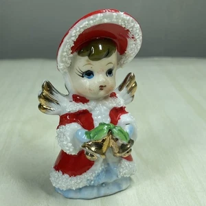 Vintage Christmas Angel Girl Thames Japan Spaghetti Trim Bells Bonnet FLAW - Picture 1 of 8