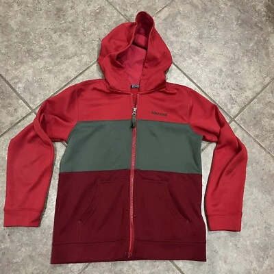Chaqueta Abrigo Marmot Niños Niñas Jóvenes Rojo Gris Granate Cremallera Completa Con Capucha Talla Grande Foto 1 de 4