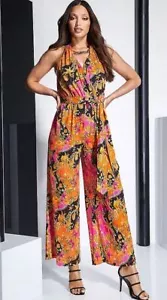 STAR by Julien Macdonald Baroque Shell Print Chain Trim Jersey Jumpsuit (JM16.1) - Picture 1 of 3