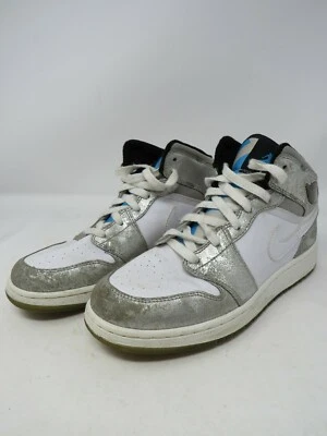 Nike Air Jordan 1 Mid Premium Metálico Plateado Blanco Talla 6Y 322675-001 Foto 1 de 4