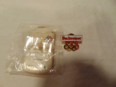 Vintage 86/96 Olympic Budweiser Pin Rowing USA Atlanta Games Pin Rings Metal  - Image 1 of 3