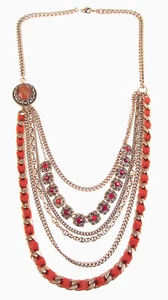 CHARTER CLUB Red Crystal & Multi Chain Layered Necklace $74 NEW - Picture 1 of 3