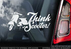 THINK SCOOTER Car Sticker, Vespa Sprint Bike Window Sign Bumper Decal Gift - V04
