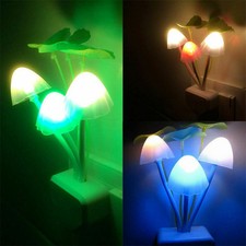 Romantic LED Night Light Sensor Plug-in Wall Bed Room Lamp Home Decor Mushroom