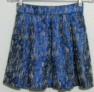  Pleated Mini Skirt, Metallic Blue, Betha Mota, XS, Party, Flirty,Dancing, Retro - Picture 1 of 9