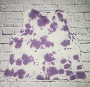 Abound Shirt Womens 1X Plus Size Purple Tie Dye Stretch Sleeveless Tank Top - Picture 1 of 7