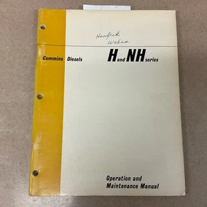 Cummins H & NH DIESEL ENGINE OPERATION MAINTENANCE MANUAL BOOK GUIDE pn 983620-C - Picture 1 of 5