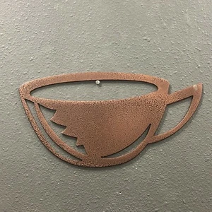 Coffee Cup Metal Wall Art Skilwerx Colors 8 x 4 Coffee shop House caffeine Sign - Picture 1 of 21
