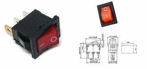INTERRUTTORE UNIPOLARE A BILANCIERE LUMINOSO rosso ON/OFF 6A 250V 3 PIN switch - Bild 1 von 1