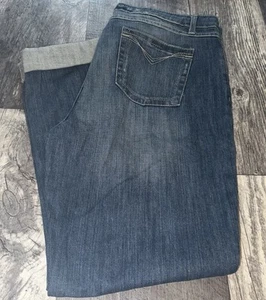 Harley Davidson Jeans Womens 31 Blue Denim Cuffed Low Rise Subtle Distress - Picture 1 of 9