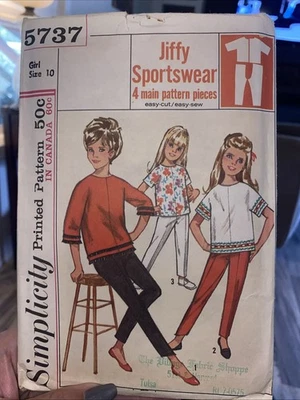 Vintage Simplicity Girls Outfit Sewing Pattern 5737 Size 10 Cut Complete  - Image 1 of 4