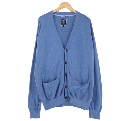 Gant Cardigan Homme Bleu En Coton Coupe Détendue Classique Boutonné Taille 2XL - Photo 1/4