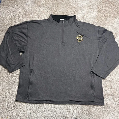 Boston Bruins Shirt Men XXL Gray 1/4 Zip Pullover Long Sleeve Sweater NHL Hockey Cover