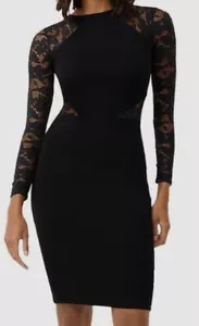 $148 French Connection Women's Viven Lace & Mesh Sleeve Body-Con Dress Size US 4 - Picture 1 of 3