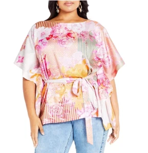 *NEW* CITY CHIC Floral Top Sunset Rose Print Plus Size 20 - Picture 1 of 5