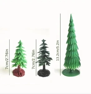 Mini Forest Scenery Set 3 Pine Trees Christmas Tree Model Micro Miniatures 3 Pcs - Picture 1 of 3