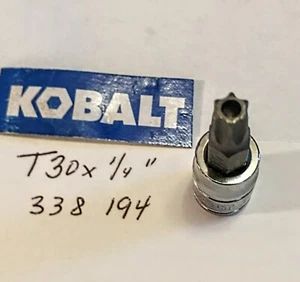 Kobalt T30 x 1/4" Dr Tamper Proof Star Bit Socket 338194 Free USA Shipping - Picture 1 of 3