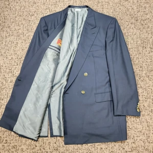BRIONI Double Breast Blazer Men's 44 L 44 Long Navy Blue 100% WOOL Made In Italy - Picture 1 of 9