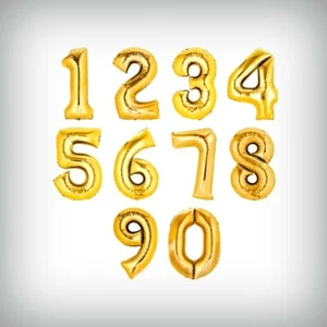 1 Folienballon "Zahl" in GOLD 86 cm für Luft- und Heliumbefüllung - Bild 1 von 21