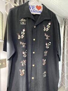 NAT NAST LIMITED EDITION BLACK 100% SILK COCKTAIL CAMP SHIRT M DRY CLEANED