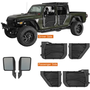 4pcs Tube Half Door + Side View Mirror for 18-25 Jeep Wrangler JL Gladiator JT - Picture 1 of 19