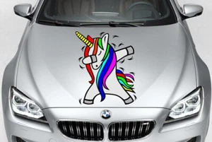 UNICORN DABBING DANCING VINYL DECAL CAR TRUCK HOOD SIDE - Picture 1 of 2
