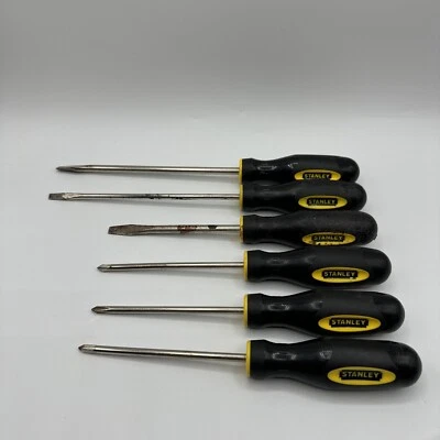 Stanley Screwdrivers Vintage Screwdrivers 3 Flat & 3 Phillips Black and Yellow - Image 1 of 4