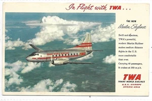 Airplane Postcard Trans World Airlines Marin Skyliner Unused - Foto 1 di 2