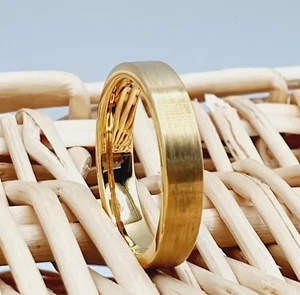 4mm Thin Gold Tungsten Wedding Band – Engagement Ring Women's Promise Ring - Picture 1 of 8