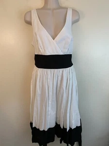American Living Sleeveless Black & White Cotton Fit & Flare Dress Size 12 - Picture 1 of 6