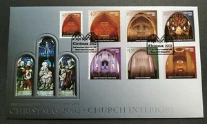 2002 New Zealand Christmas Church Interiors 7v Stamps on FDC - Picture 1 of 2
