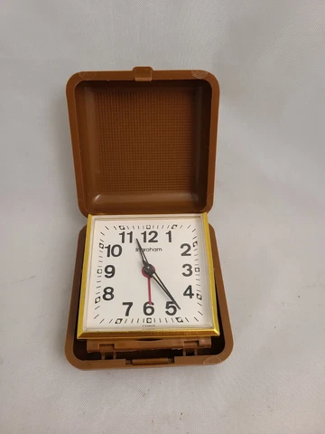 Mini Ingraham Travel Alarm Clock In A Suitcase Wind Up 3 x 3 Cover