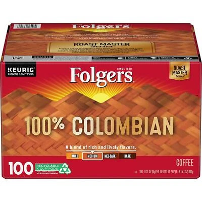 Folgers 100% Colombian Coffee 100 to 200 Keurig Kcup Pick Any Size FREE SHIPPING - Image 1 of 4