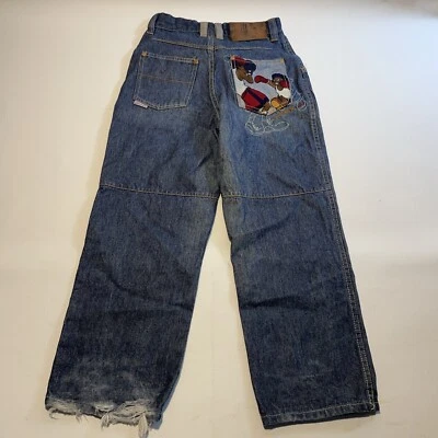 Jeans holgados hiphop vintage años 90 PLATINUM FUBU fat albert azul oscuro talla 8 24 X 22 Foto 1 de 4