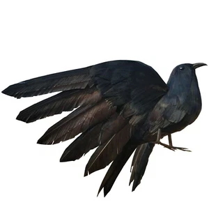 real life crow model foam&furs wings black crow doll gift about 22cm - Picture 1 of 1