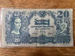 Billete austriaco de 20 chelines 1945 n.o 1031 87689 820f - Imagen 1 de 2
