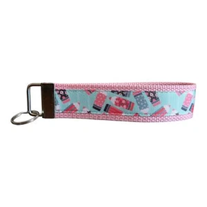 Pencil Keychain Wristlet Handmade Fabric Key FOB Gift School Teacher Present - Picture 1 of 5
