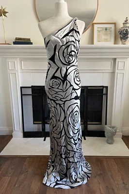 Maxi Vestido Formal Milly Isley Un Hombro Rosa Gasa Devore Talla 4. ¡Nuevo! Foto 1 de 4