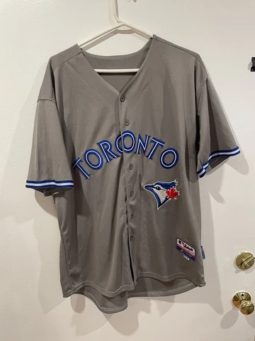 Mens Majestic Cool Base Toronto Blue Jays Edwin Encarnacion #10 Gray Stitched Cover