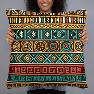 Vibrant Boho Tribal Accent Pillow - Geometric Aztec Style Cushion for Sofa Decor - Picture 1 of 2