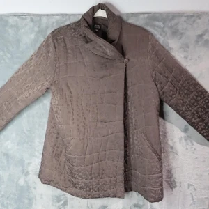 Eileen Fisher Jacke Damen mittelbraun gesteppt Seide Schalkragen Taschen - Bild 1 von 18