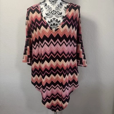 Jennifer Lopez Women’s Top Poncho Dolman Sleeve Glitter Geometric Size S/M - Image 1 of 4