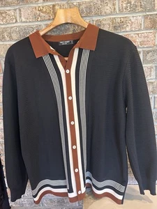 Paul Jones 2XL Long Sleeve Button Down Striped Lapel Leisure Shirt - Picture 1 of 10