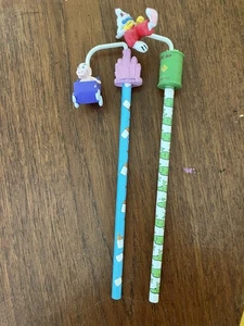 vintage 80s 90s toon town roger rabbit disney pencils with pencil topper - Picture 1 of 2