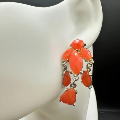 Pendientes colgantes/colgantes vintage hechos a mano para mujer hoja naranja vidrio belleza moda Foto 1 de 4