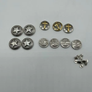 Westernsattel Pferd Gürtel Tack Ranger Star Conchos Screw Back Button Lot 11 - Bild 1 von 8