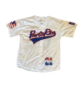 Puerto Rico Roberto Clemente White Baseball Jersey #21 Size Small/Medium - Picture 1 of 12
